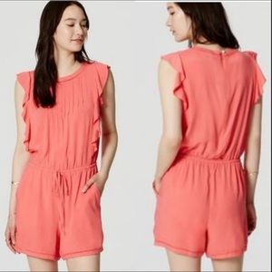 Ann Taylor LOFT Drawstring Ruffle Corral Romper